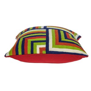 20" x 7" x 20" Handmade Multicolored Cotton Pillow Cover With Down Insert