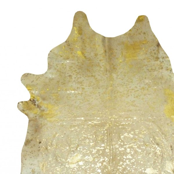 6.5 Ft  Gold Devore Brindled Cowhide Rug - Image 3