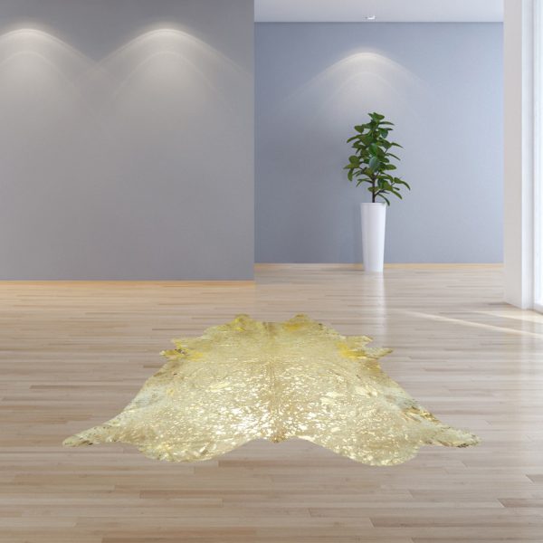 6.5 Ft  Gold Devore Brindled Cowhide Rug - Image 5