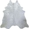 6.5 Ft  Silver Devore Brindled Cowhide Rug