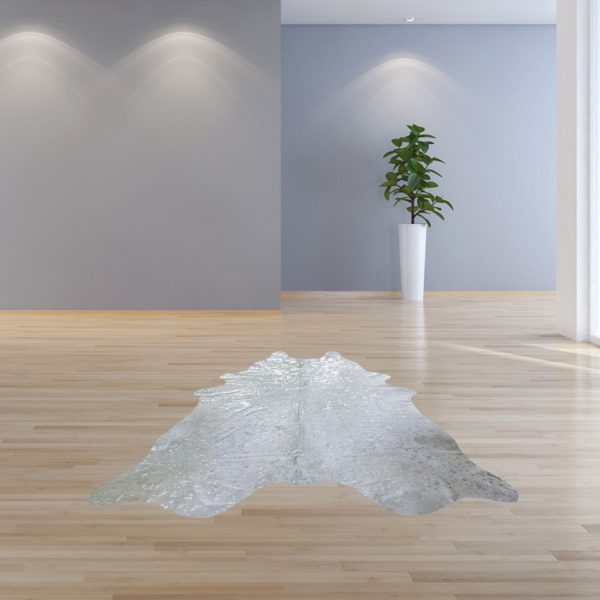 6.5 Ft  Silver Devore Brindled Cowhide Rug - Image 5