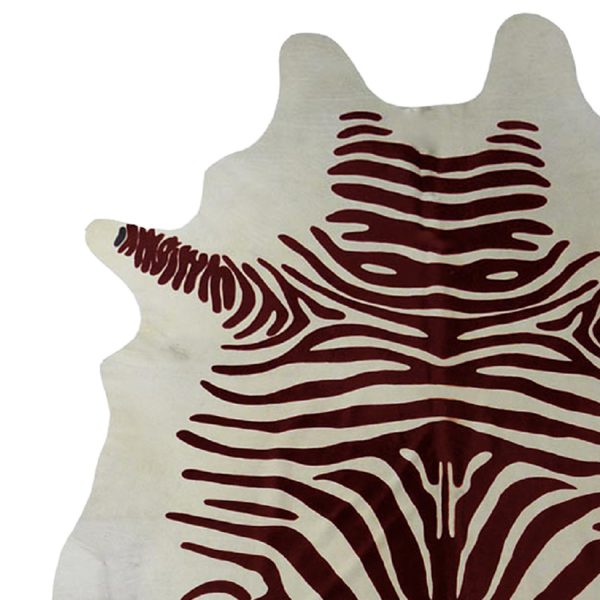 6 Ft Brown and White Stenciled Cowhide Rug - Image 2