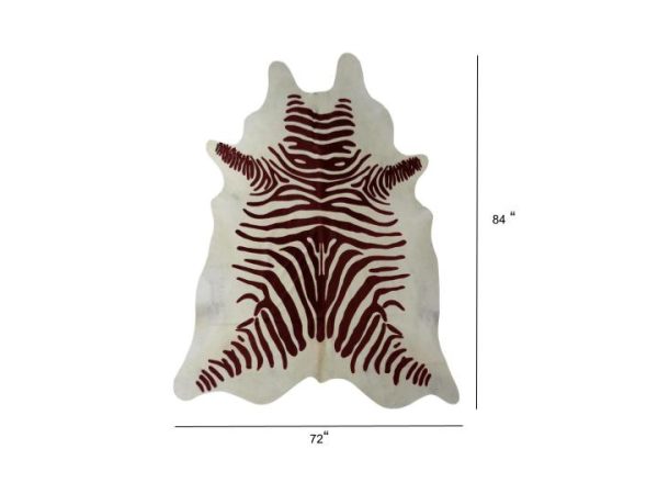 6 Ft Brown and White Stenciled Cowhide Rug - Image 4