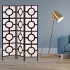 51" x 1" x 70" Brown Wood Jute Inlay  3 Panel Screen - Image 2
