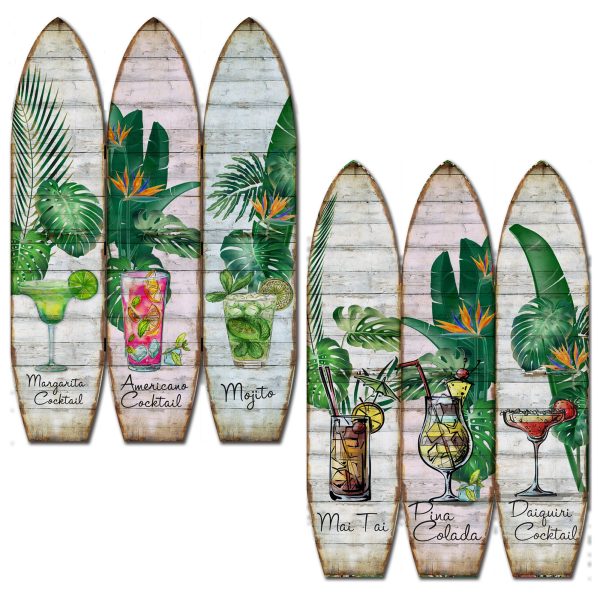 47 x 1 x 71 Multicolor Wood Surfboard  Screen - Image 3