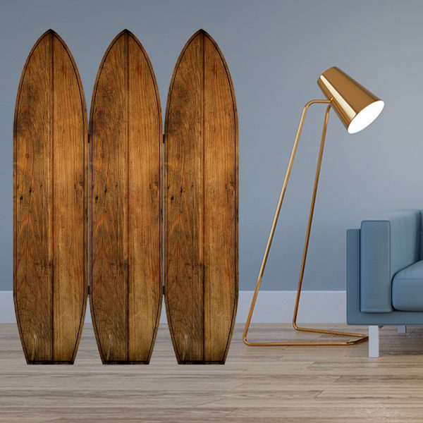 47 x 1 x 71 Brown Wood Coastal Surfboard  Screen - Image 2