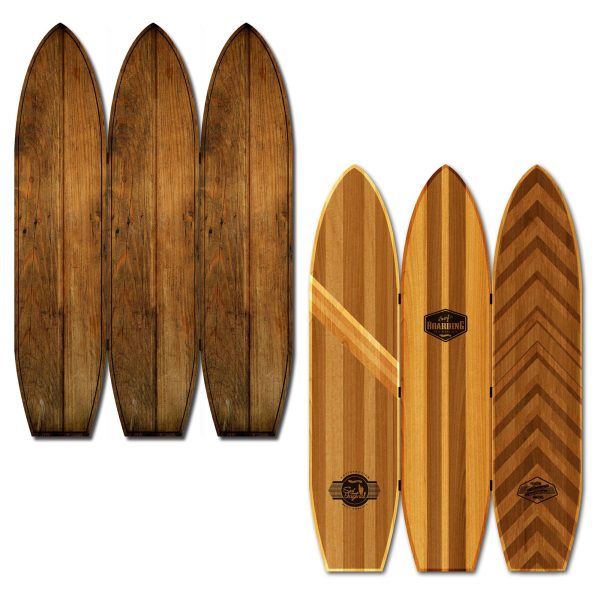47 x 1 x 71 Brown Wood Coastal Surfboard  Screen - Image 3