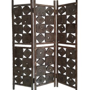 53" x 1" x 71" Weathered Brown Wood  Screen