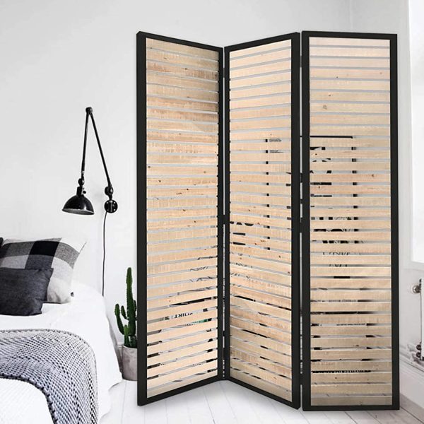 41 x 1.5 x 67 Natural Brown Wood And Metal  Screen - Image 2