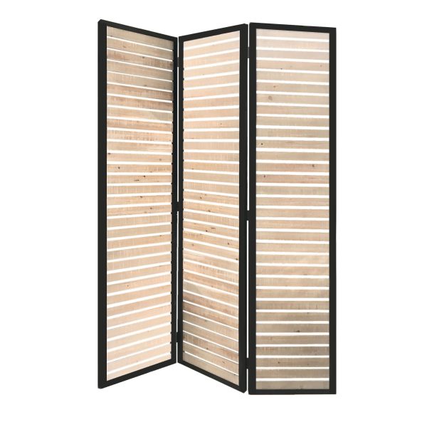 41 x 1.5 x 67 Natural Brown Wood And Metal  Screen - Image 3