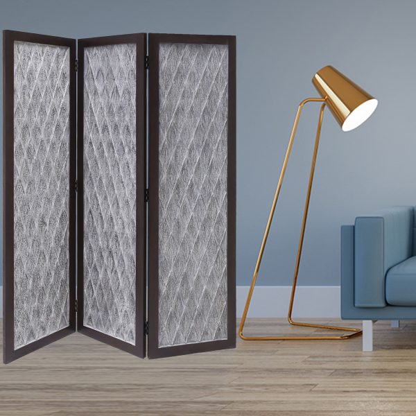 Versatile Dark Wood Three Panel Room Divider Screen - Image 3