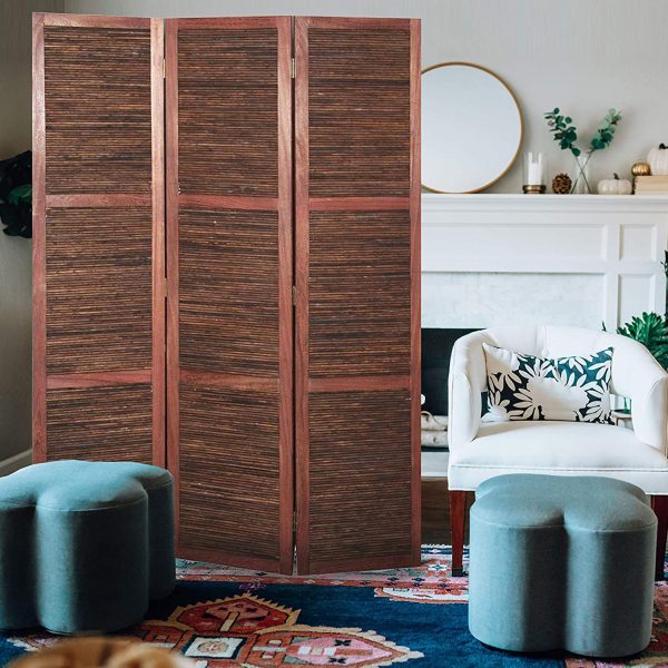 Warm Brown Three Panel Room Divider Screen - Image 2