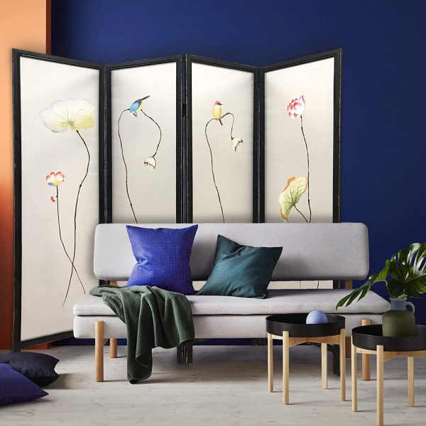 78 x 1 x 63 Multicolor Fabric And Wood Flourshing  Screen - Image 2