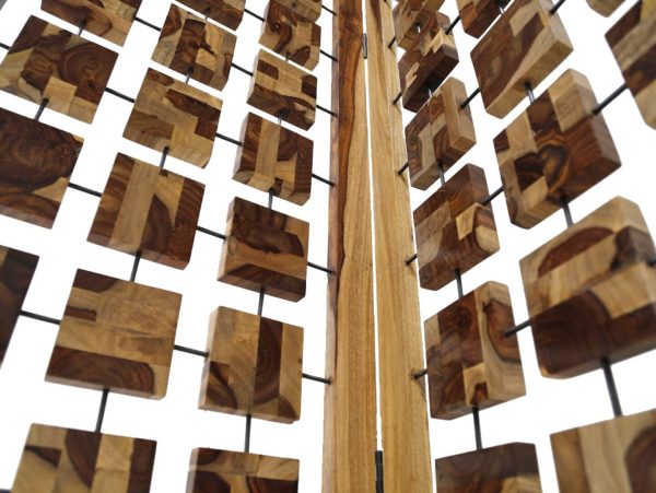 Mod Floating Wood Squares Three Panel Room Divider Screen - Image 2