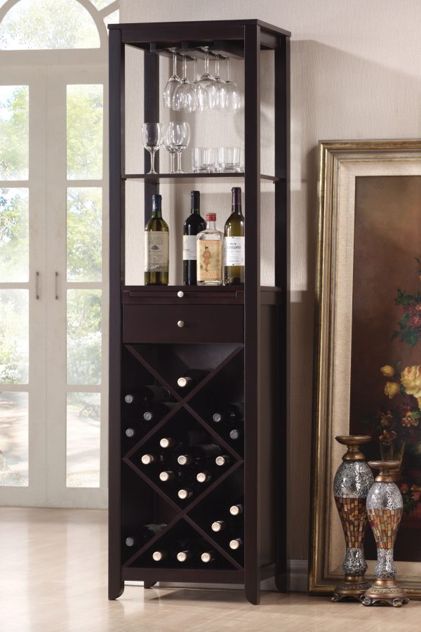 Modern Style Umber Finish Wood Wine Cabinet - Image 2