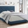 Dark Teal Standard Bed Upholstered With Nailhead Trim And With Headboard - Image 2