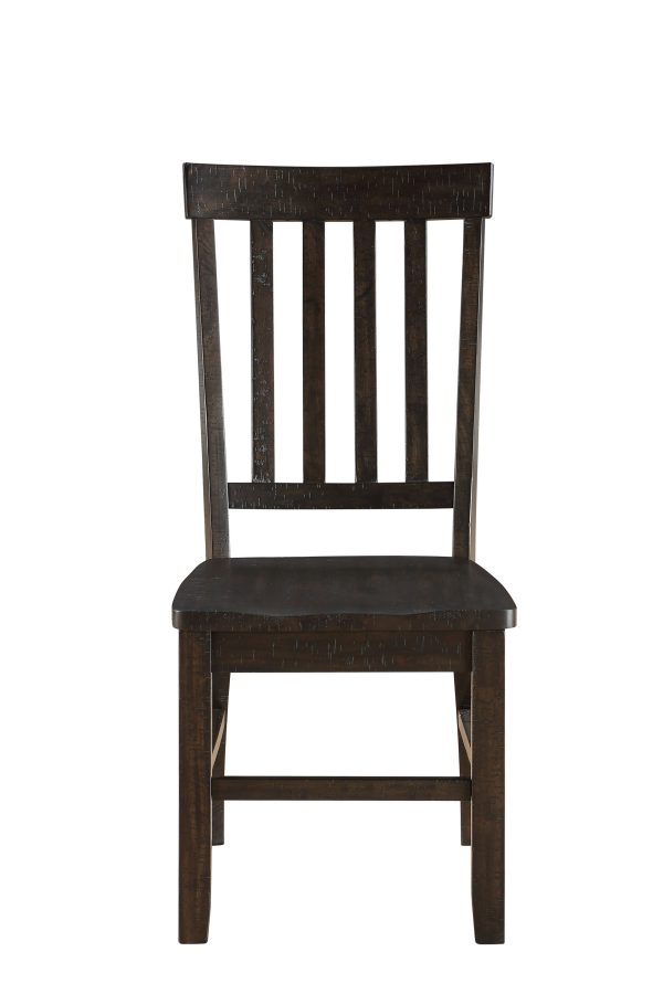 Set Of 2 Dining Chairs Rustic Walnut Acacia Legs Seat Ladder Back - Image 2