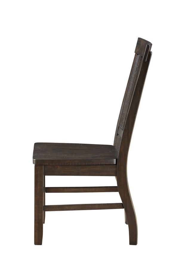 Set Of 2 Dining Chairs Rustic Walnut Acacia Legs Seat Ladder Back - Image 3