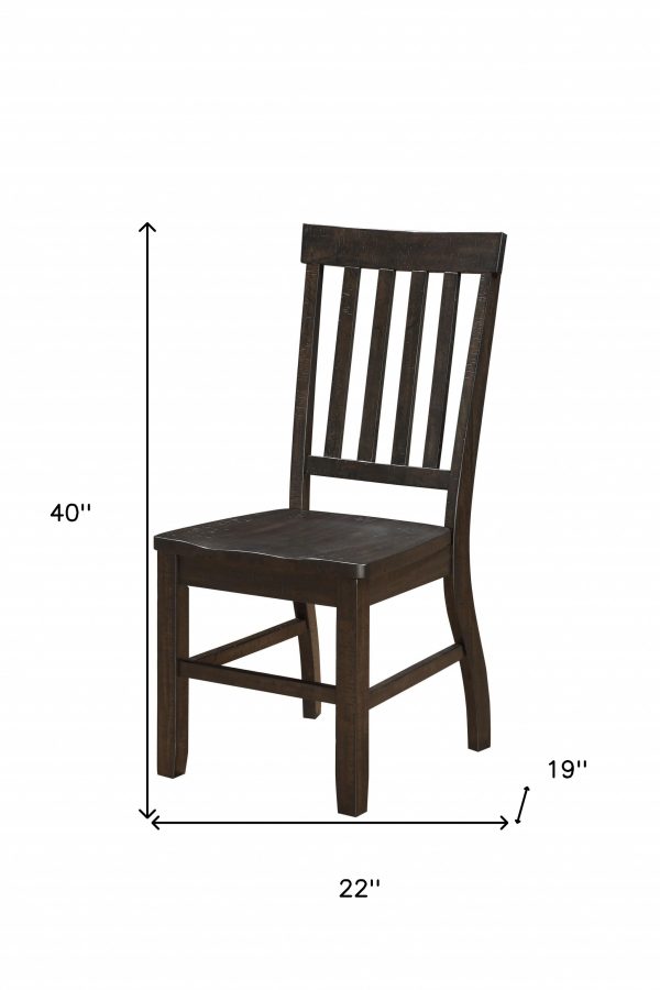 Set Of 2 Dining Chairs Rustic Walnut Acacia Legs Seat Ladder Back - Image 4
