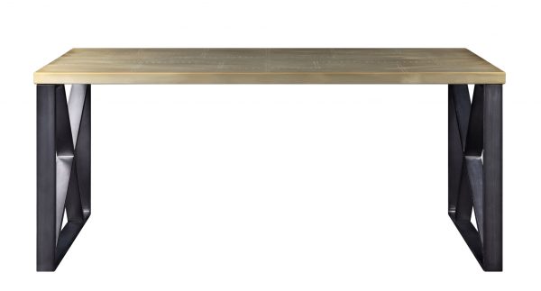 34" Gold Solid Wood Rectangular Computer Desk - Image 2