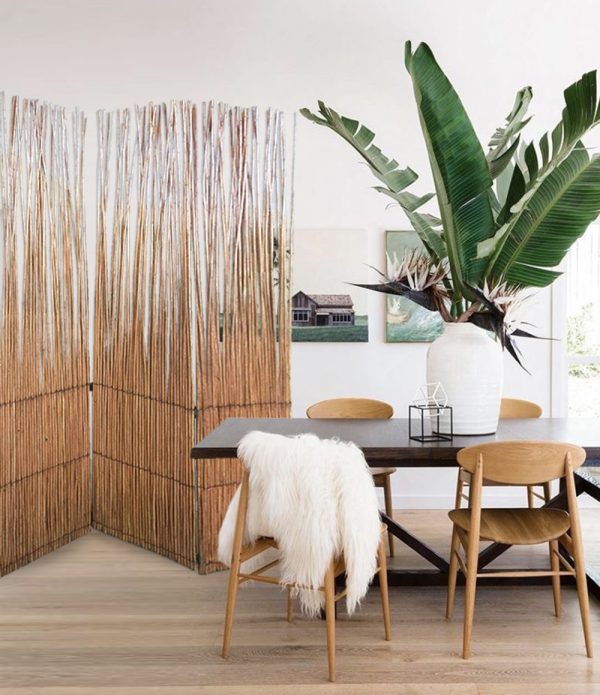 Three Panel Natural Willow Room Divider Screen - Image 4