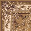 8'x11' Beige Ivory Machine Woven Hand Carved Floral Medallion Indoor Area Rug - Image 2