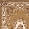 8'x11' Beige Ivory Machine Woven Hand Carved Floral Medallion Indoor Area Rug - Image 3