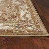8'x11' Beige Ivory Machine Woven Hand Carved Floral Medallion Indoor Area Rug - Image 4
