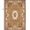 8'x11' Beige Ivory Machine Woven Hand Carved Floral Medallion Indoor Area Rug - Image 5