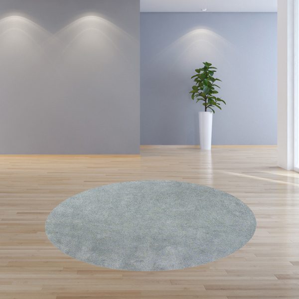 8' Round  Polyester Blue Heather Area Rug - Image 3