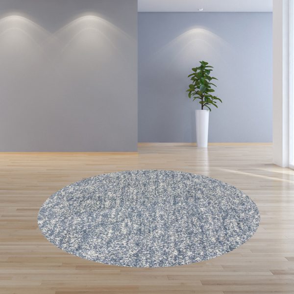 8' Slate Grey Heather Round Indoor Shag Rug - Image 4