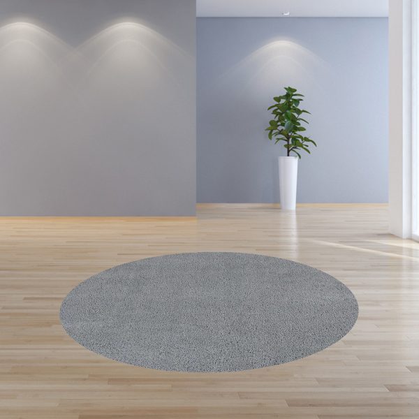 8' Round  Polyester Grey Area Rug - Image 4