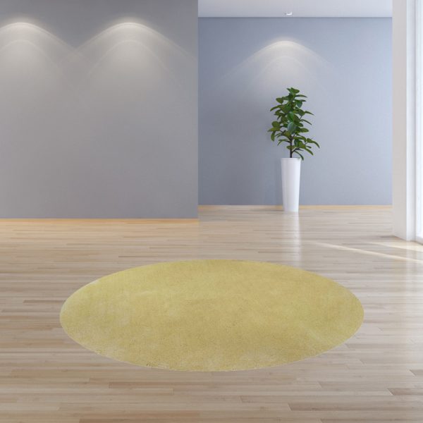 8' Canary Yellow Round Indoor Shag Rug - Image 4