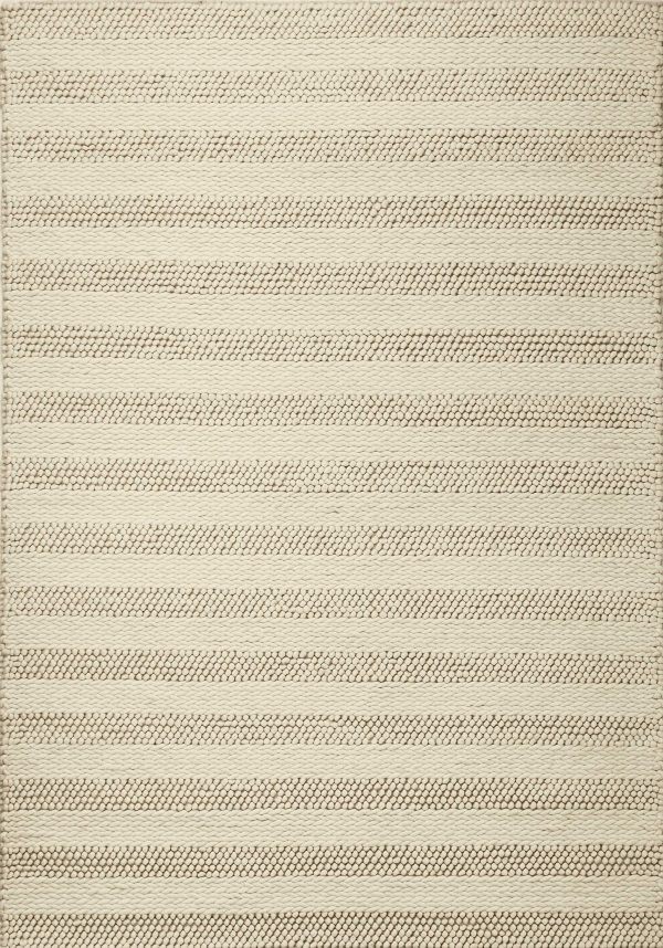 5'x7' White Ivory Hand Woven Knobby Cornish Stripe Indoor Area Rug