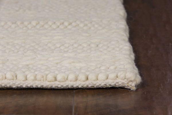 5'x7' White Ivory Hand Woven Knobby Cornish Stripe Indoor Area Rug - Image 4