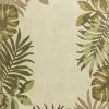 5'x8' Ivory Hand Tufted Bordered Tropical Leaves Indoor Area Rug