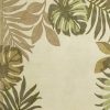 5'x8' Ivory Hand Tufted Bordered Tropical Leaves Indoor Area Rug - Image 3
