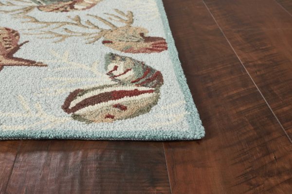 7' x 9'  Polyester Blue Area Rug - Image 4