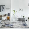 8'x11' Grey Navy Machine Woven Oversized Leaves Indoor Area Rug - Image 5