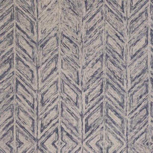 8'x10' Blue Hand Tufted Herringbone Indoor Area Rug - Image 4
