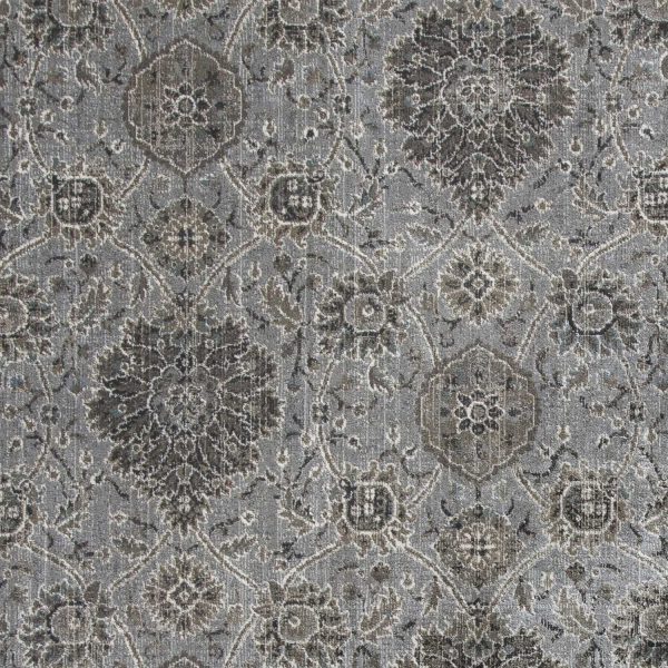 8'x11' Silver Machine Woven Traditional Floral Indoor Area Rug - Image 2