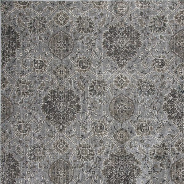 8'x11' Silver Machine Woven Traditional Floral Indoor Area Rug - Image 3