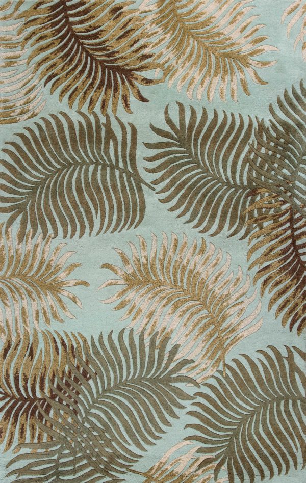 8' x 10' 6 Wool Aqua Area Rug