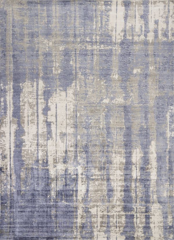 7' x 10'  Viscose Grey or  Blue Area Rug