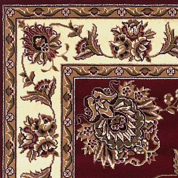 10'x13' Red Ivory Machine Woven Floral Traditional Indoor Area Rug - Image 2
