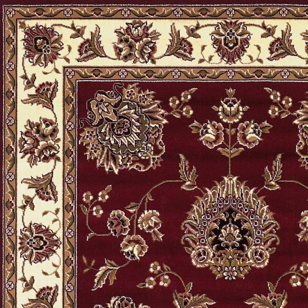 10'x13' Red Ivory Machine Woven Floral Traditional Indoor Area Rug - Image 3