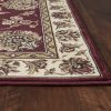 10'x13' Red Ivory Machine Woven Floral Traditional Indoor Area Rug - Image 4