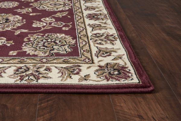 10'x13' Red Ivory Machine Woven Floral Traditional Indoor Area Rug - Image 4