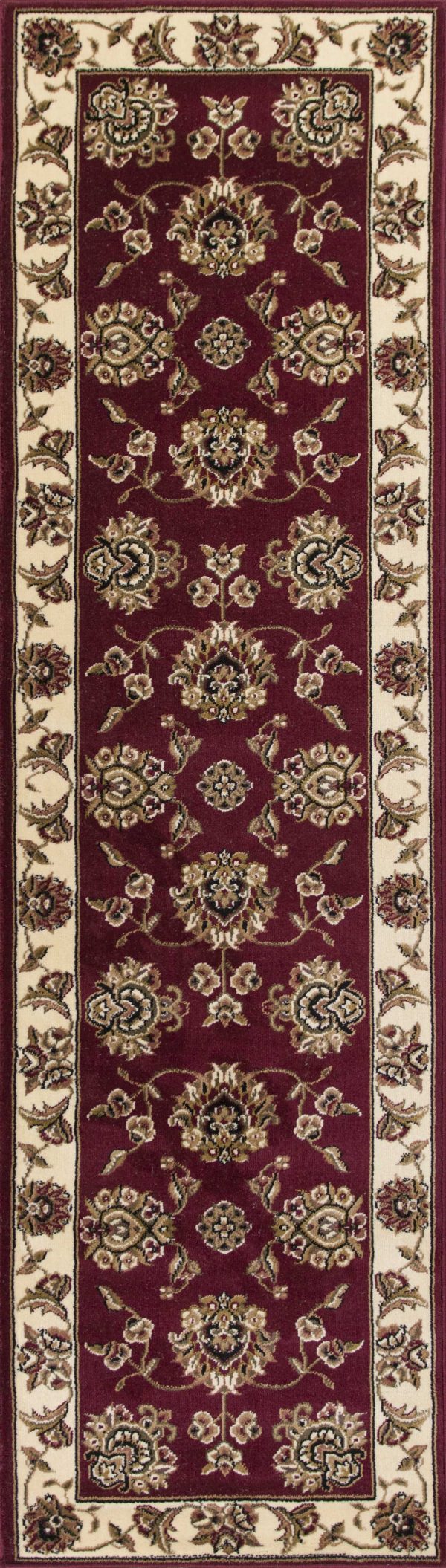 10'x13' Red Ivory Machine Woven Floral Traditional Indoor Area Rug - Image 5