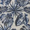10'x13' Grey Blue Machine Woven Tropical Leaves Indoor Area Rug